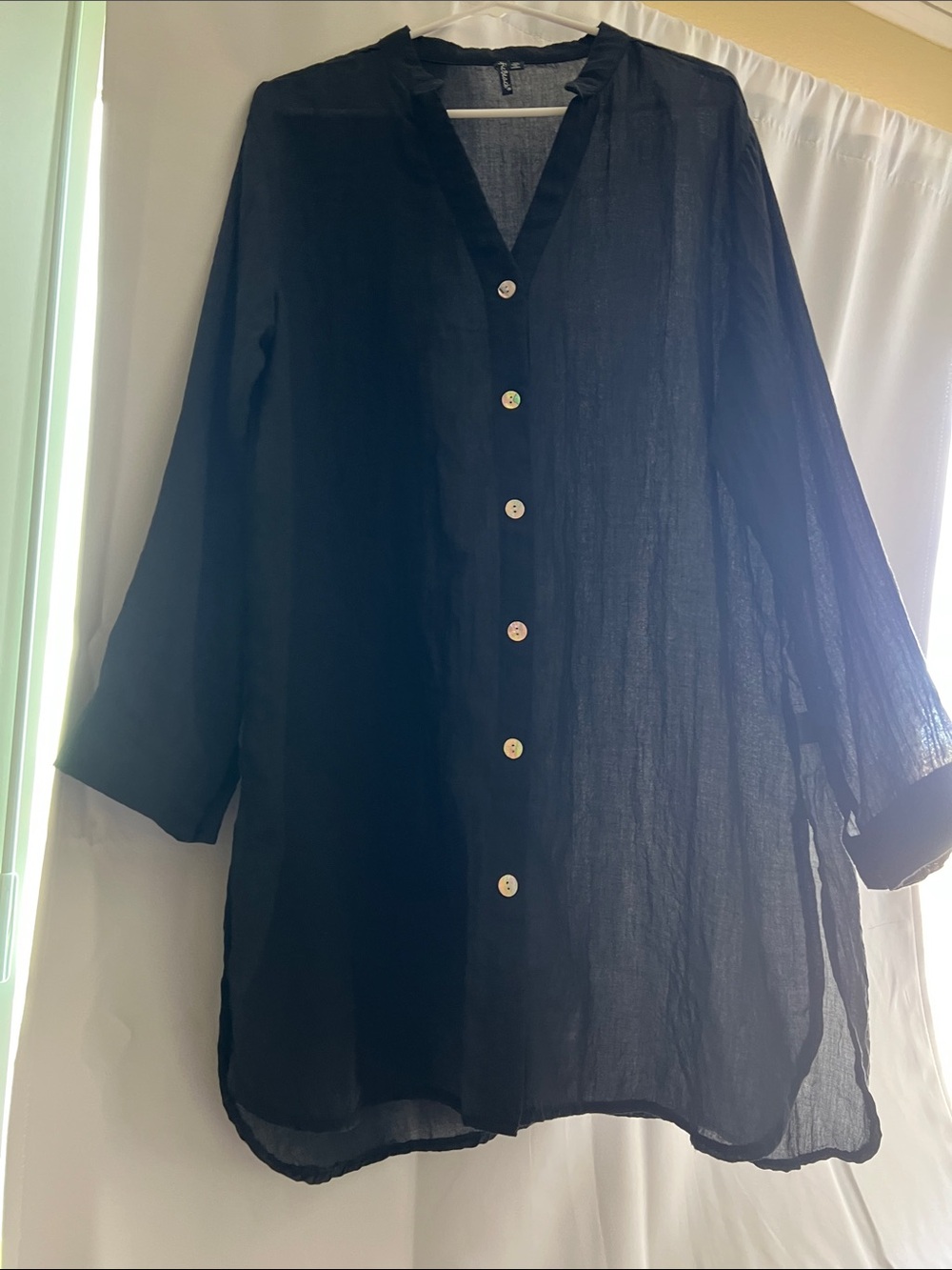 PACIFIC BEACH Women’s Size XL Lightweight Gauzy Fabric Button Up Beach Cover Up